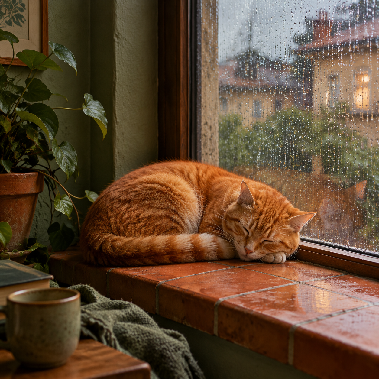 Rainy Window Cat