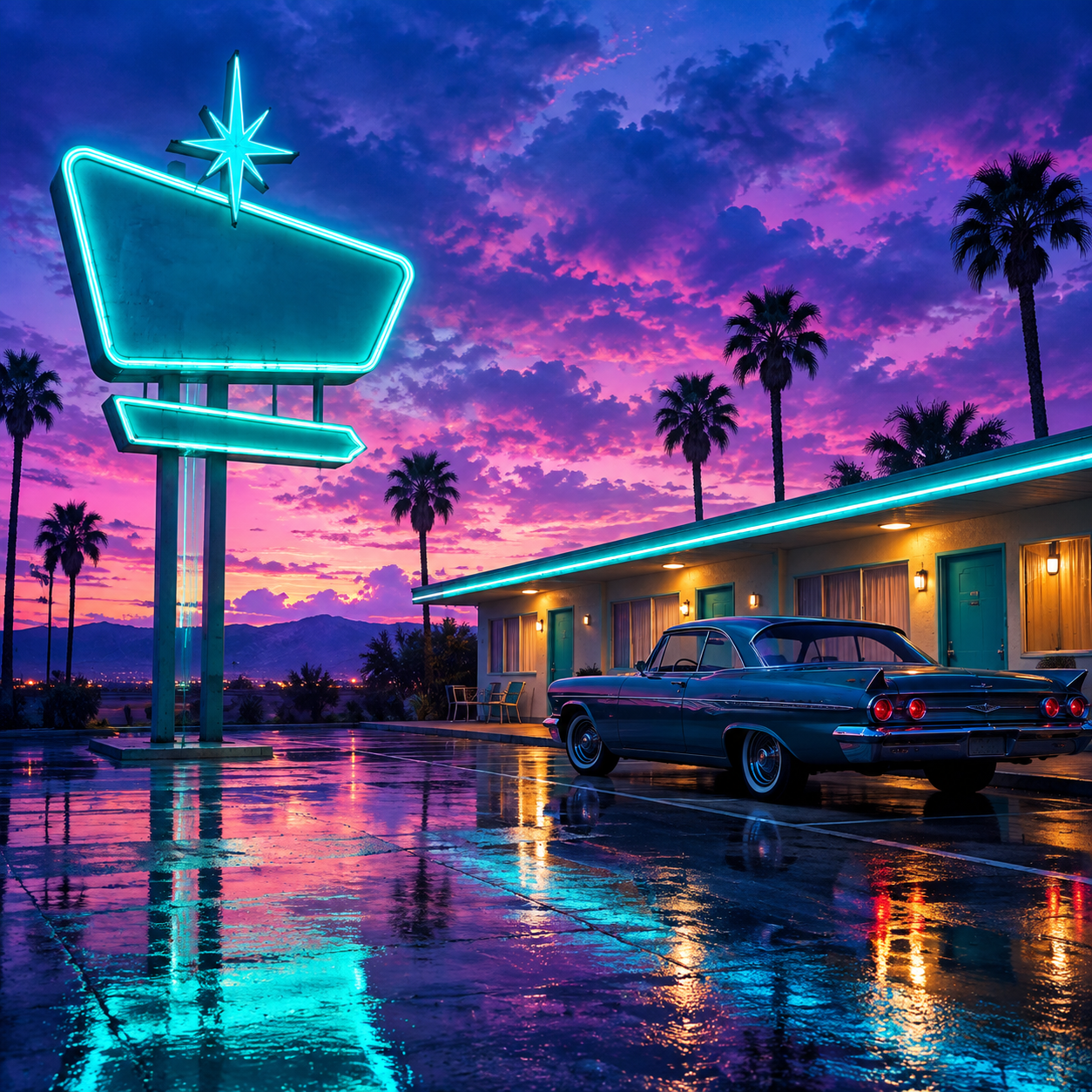 Retro Motel Blue Hour